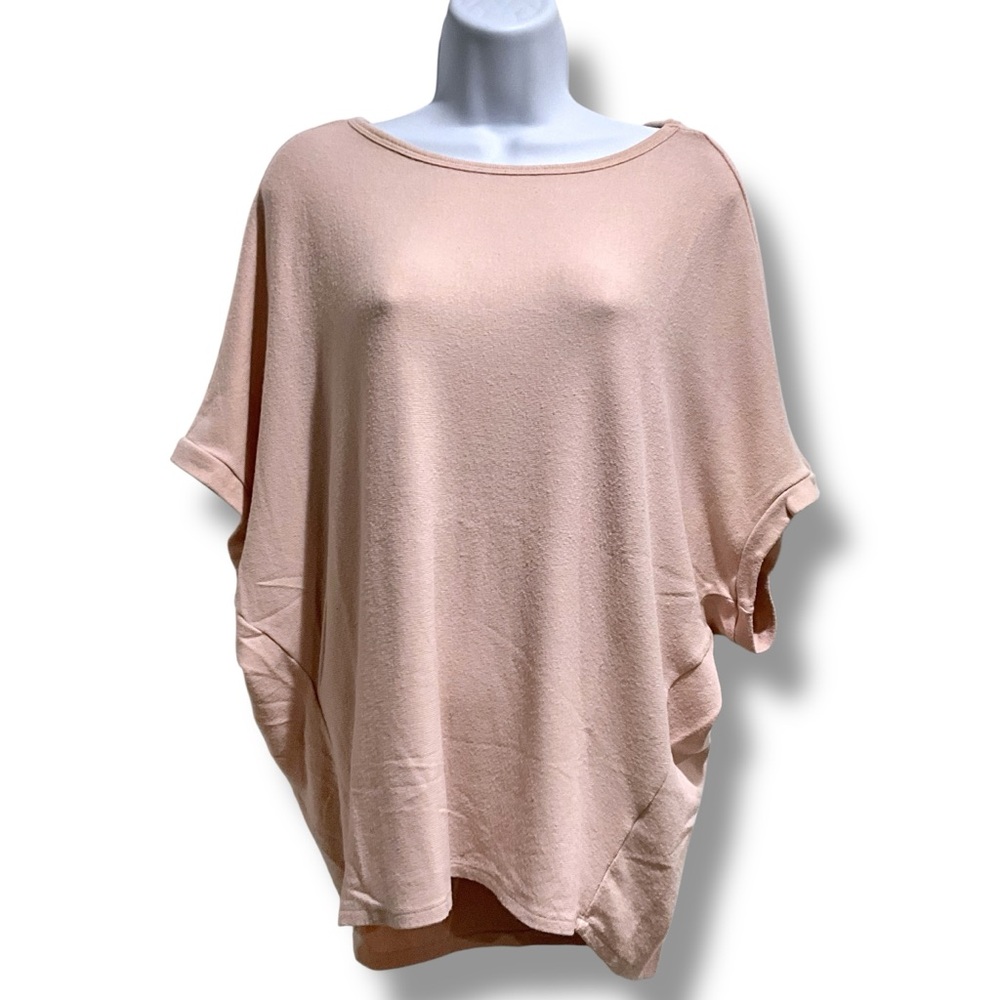 Michael Stars Ellie Dolman Elbow Sleeve Brushed Jersey Top Blush Pink Size L